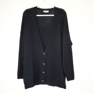 St. John Black Deep V Cardigan